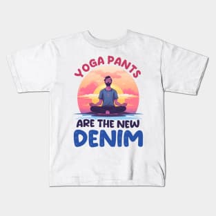 Funny Yoga Lover Shirt | Yoga Pants Are New Denim Kids T-Shirt